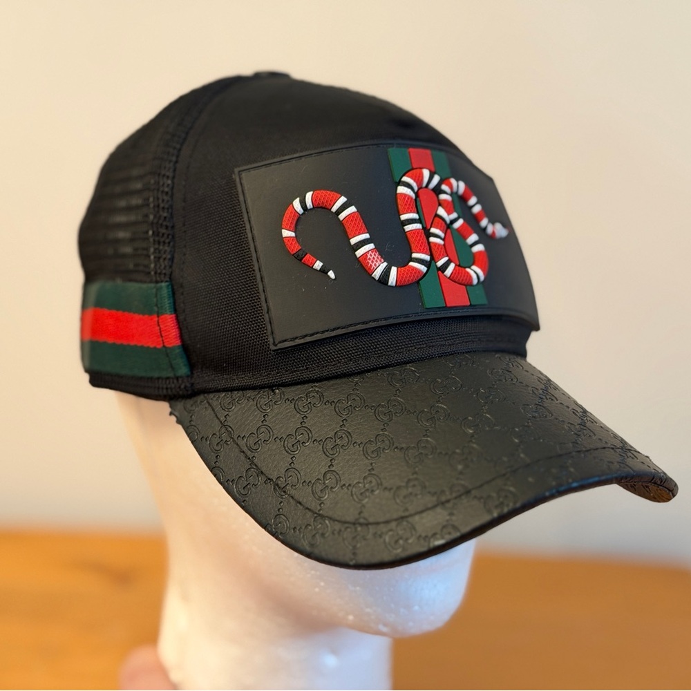 Gucci Black Ball Cap with Snake Design
